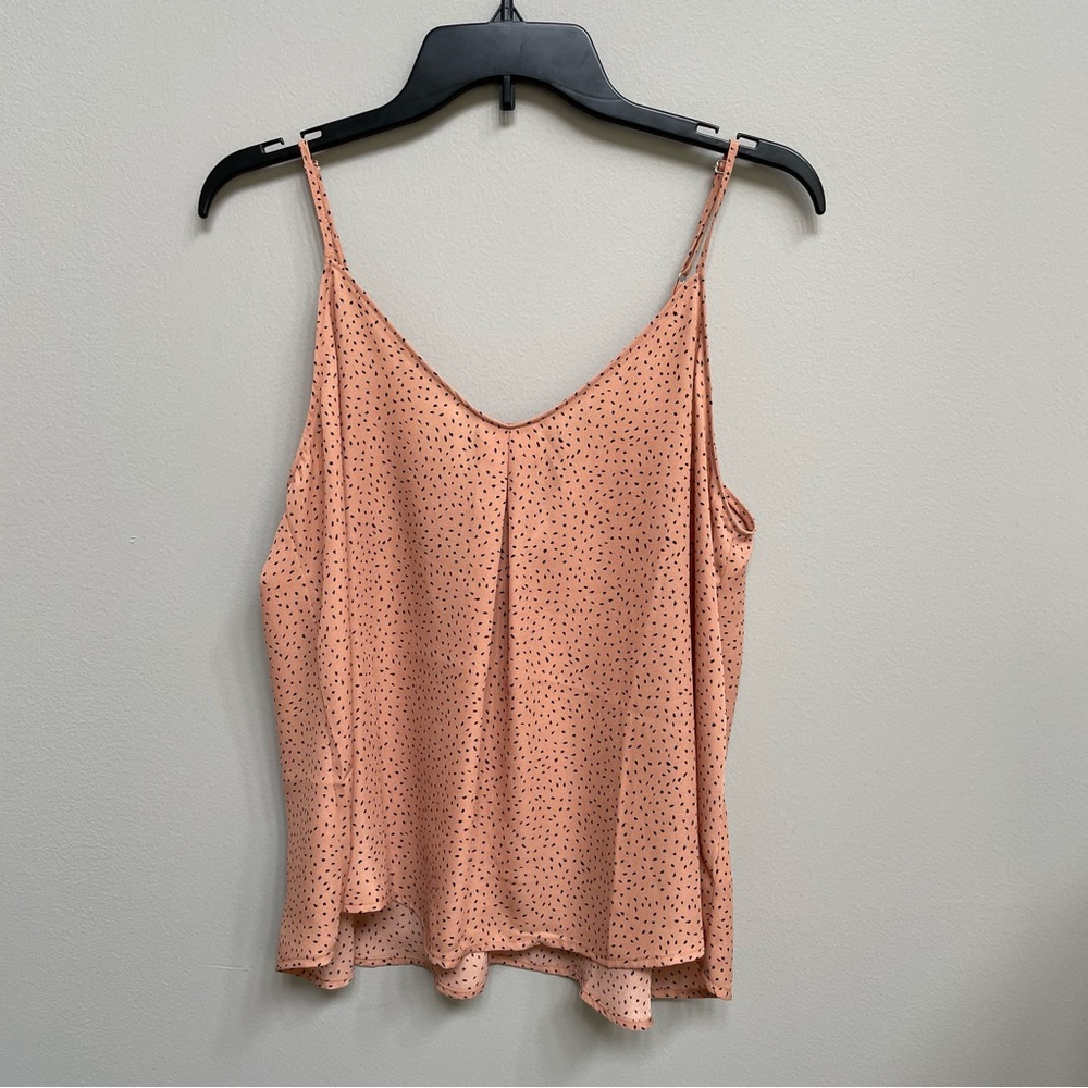 LUSH Rust Dot Camisole Top with Adjustable Spaghetti Straps & Bow in Back-Size M - Picture 2 of 11